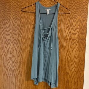 PINK Victoria's Secret Blue Tank Top with Lace-Up Detail